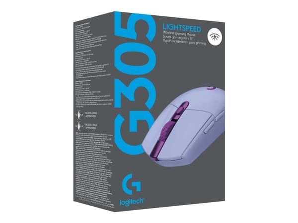 Logitech G G305 - Mus - optisk - 6 knappar - trådlös - 2.4 GHz - trådlös USB-mottagare - lila