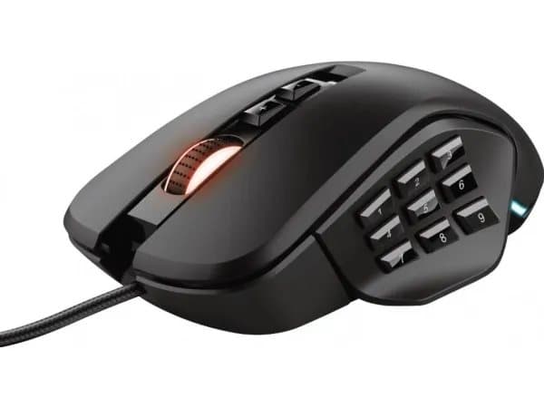 Trust GXT 970 Morfix Customisable - Mus - ergonomisk - högerhänt - optisk - 14 knappar - kabelansluten - USB 2.0 Svart