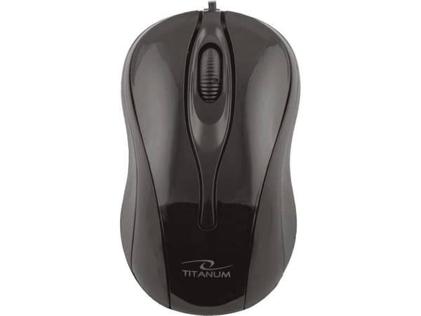 TITANUM TM103K, Ambidextrous, Optisk, USB Type-A, 1000 DPI, Svart