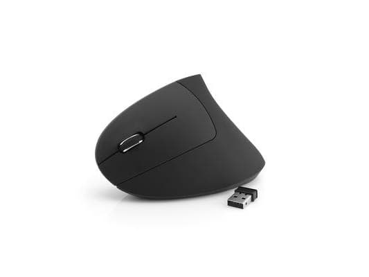 MediaRange - Vertikal mus - ergonomisk - venstrehendt - optisk - 6 knapper - trådløs - 2.4 GHz - USB trådløs mottaker - svart