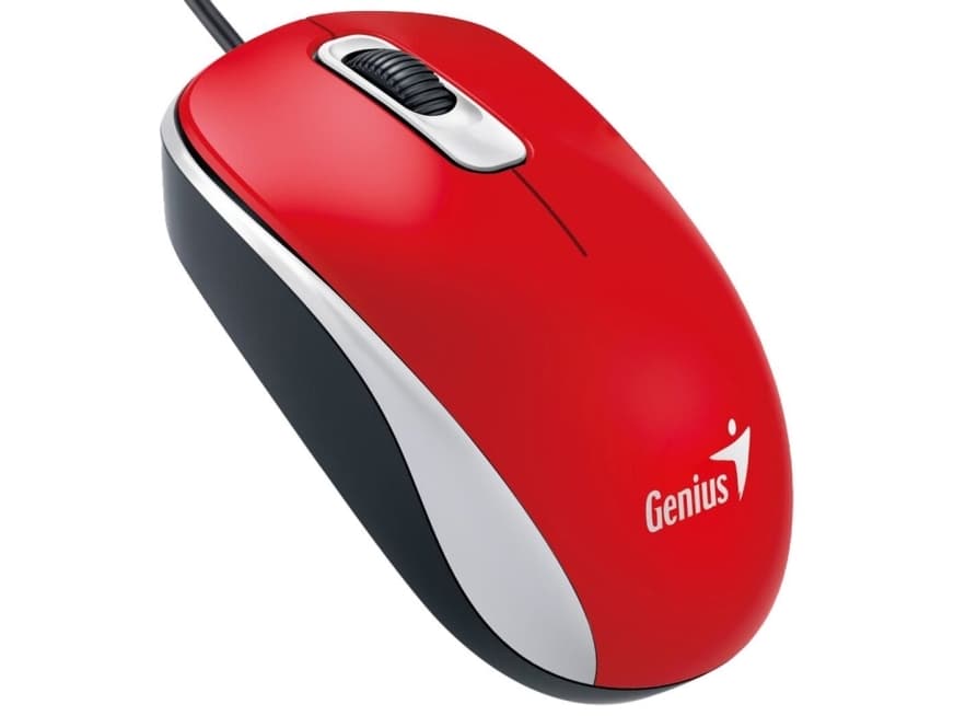 Genius DX-110, Ambidekstriøs, Optisk, USB Type-A, 1000 DPI, Rød