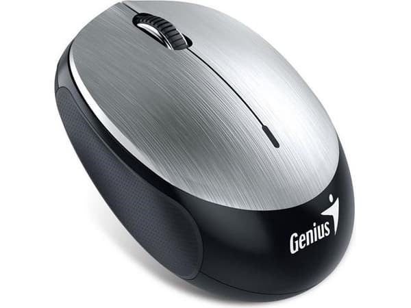 Genius Computer Technology NX-9000BT, Ambidextrous, BlueEye, Bluetooth + USB Type-A, 1200 DPI, Svart, Silver