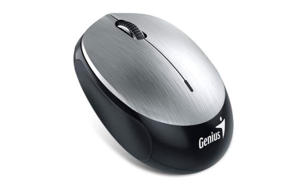 Genius Computer Technology NX-9000BT, Ambidextrous, BlueEye, Bluetooth + USB Type-A, 1200 DPI, Svart, Silver