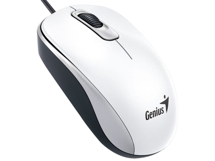 Genius DX-110, Ambidekstriøs, Optisk, USB Type-A, 1000 DPI, Hvit