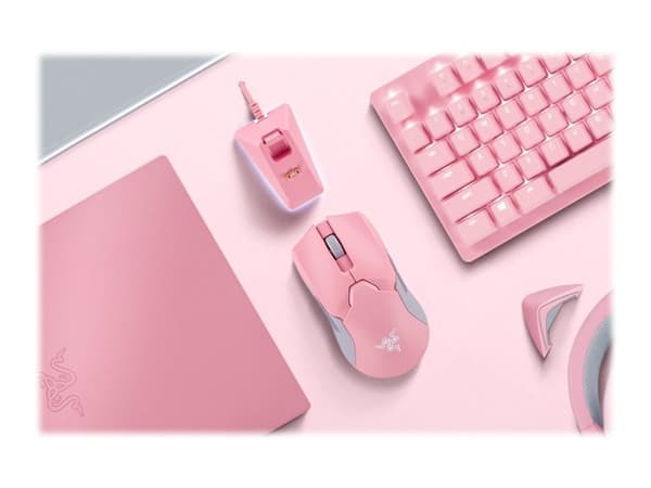 Razer Viper Ultimate, Oikeakätinen, Optinen, RF Wireless + USB Type-C, 20000 DPI, Vaaleanpunainen