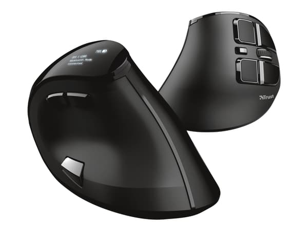 Trust Voxx, Oikeakätinen, Vaakasuuntainen muotoilu, Optinen, RF Wireless + Bluetooth, 2400 DPI, Musta