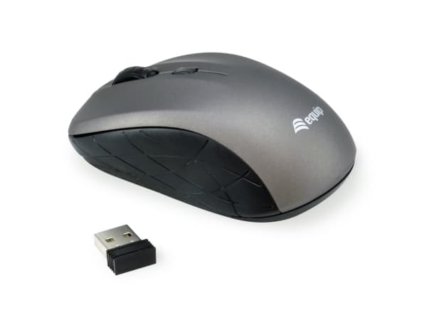 Equip 245109, Ambidextrous, Optisk, RF Trådlös, 1600 DPI, Grå