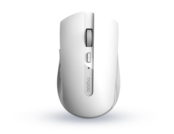 Rapoo 7200M - Mus - trådløs - 2.4 GHz, Bluetooth 4.0, Bluetooth 3.0 - USB trådløs mottaker - hvit