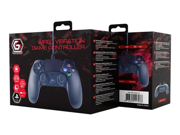 GEMBIRD JPD-PS4U-01 - Spelkontroll - 8 knappar - kabelansluten - svart - för Sony PlayStation 4, PC