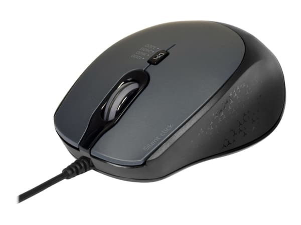 PORT Connect Professional SILENT - Mus - höger- och vänsterhänta - optisk - 3 knappar - kabelansluten - USB, USB-C - svart Svart