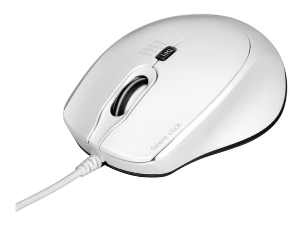 PORT Connect SILENT - Mus - optisk - 3 knappar - kabelansluten - USB, USB-C - vit Vit