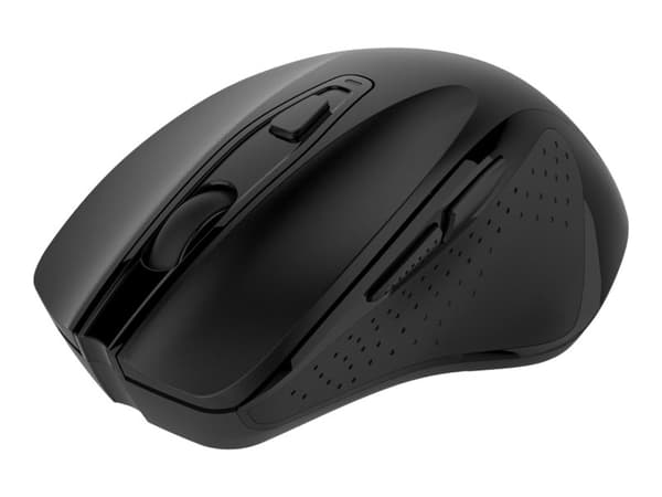 DELTACO OFFICE - Mus - ergonomisk - optisk - 6 knappar - trådlös - 2.4 GHz - trådlös USB-mottagare - svart Svart