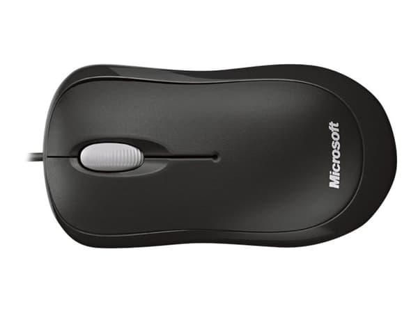 Microsoft Basic Optical Mouse - Mus - höger- och vänsterhänta - optisk - 3 knappar - kabelansluten - USB - svart