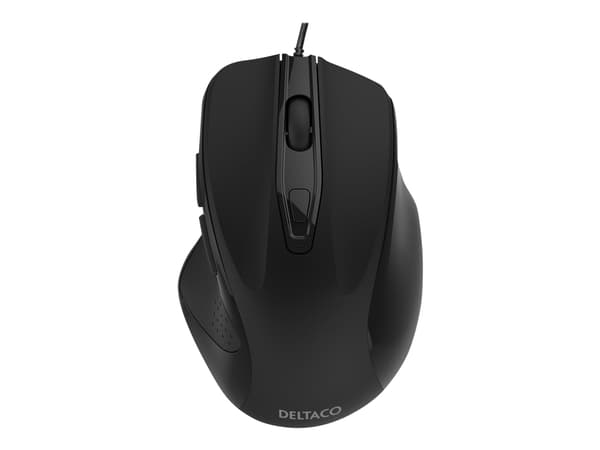 DELTACO OFFICE - Mus - optisk - 6 knappar - kabelansluten - USB - svart