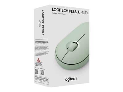 Logitech Pebble M350 - Mus - optisk - 3 knapper - trådløs - Bluetooth, 2.4 GHz - USB trådløs mottaker - eukalyptus
