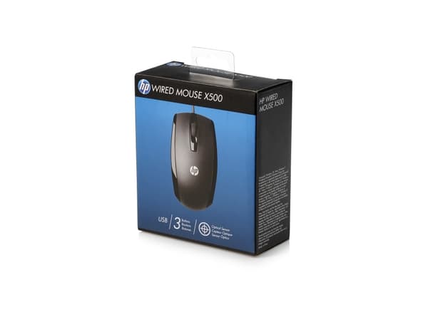 HP Langallinen X500 -hiiri, Optinen, USB A-tyyppi, Musta