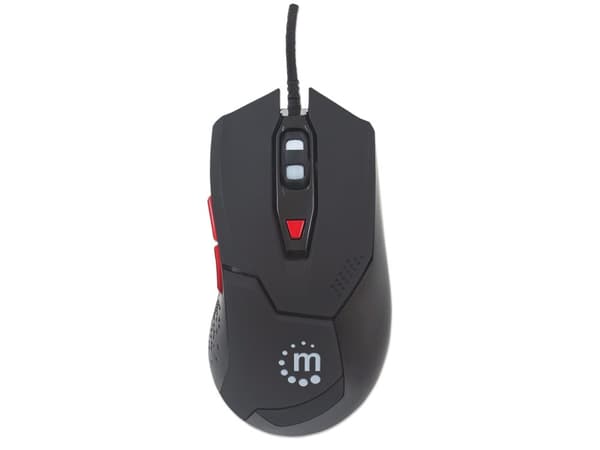 Manhattan 176071, Ambidextrous, Optisk, USB Type-A, 2400 DPI, Svart