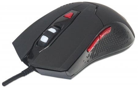 Manhattan 176071, Ambidextrous, Optisk, USB Type-A, 2400 DPI, Svart