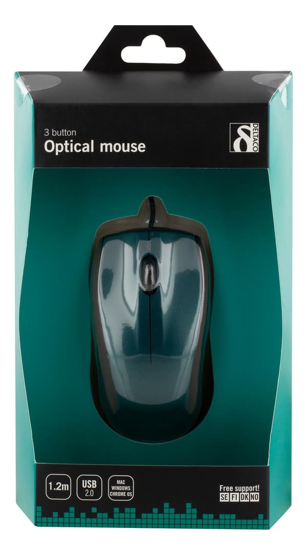 Wired optical mouse, 3 buttons with a scroll, 1200 DPI, blue