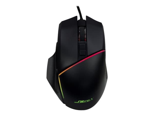 Inter-Tech GT-100 RGB, Oikeakätinen, Optinen, USB A-tyyppi, 6400 DPI, Musta