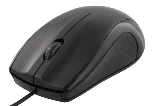 Wired optical mouse, 3 buttons w/ a scroll, 1200 DPI, black