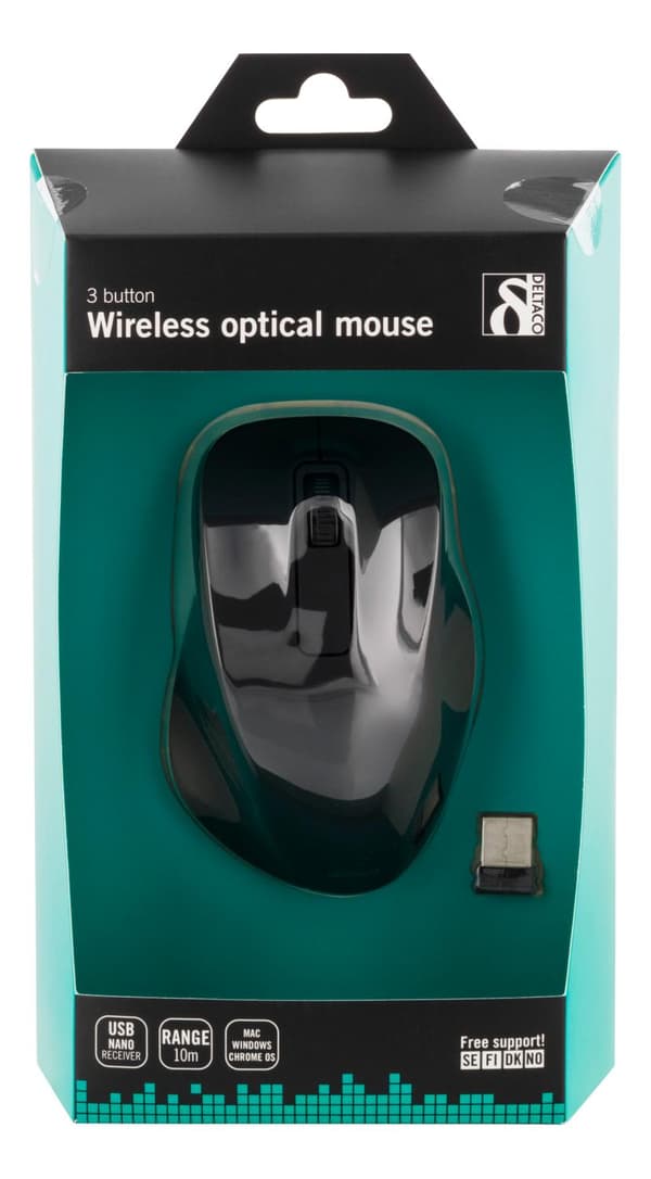 Wireless optical mouse 2.4GHz, 3 buttons w/ a scroll, black