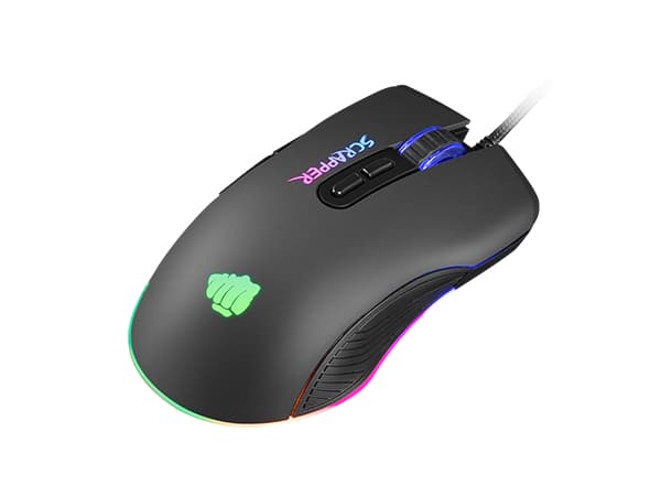 FURY Scrapper, Ambidextrous, Optisk, USB Type-A, 6400 DPI, Svart