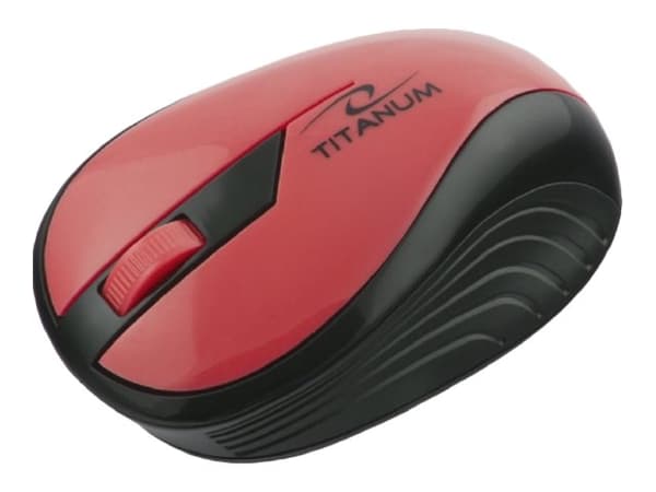 Titanum Rainbow 3D - Mus - optisk - 3 knappar - trådlös - 2.4 GHz - trådlös USB-mottagare - röd