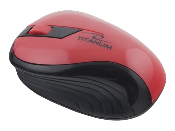 Titanum Rainbow 3D - Mus - optisk - 3 knappar - trådlös - 2.4 GHz - trådlös USB-mottagare - röd