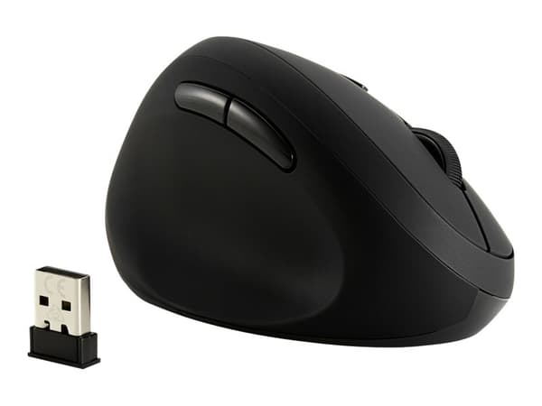 Kensington Pro Fit Ergo Wireless Mouse - Vertikal mus - ergonomisk - venstrehendt - 6 knapper - trådløs - 2.4 GHz