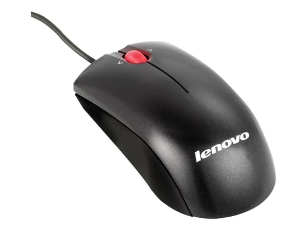 Lenovo - Mus - höger- och vänsterhänta - laser - 3 knappar - kabelansluten - USB - svart metallic - ASM
