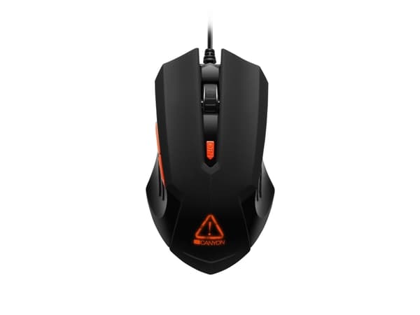 Canyon Star Raider, högerhand, Optisk, USB Type-A, 3200 DPI, Svart, Orange Svart, Orange