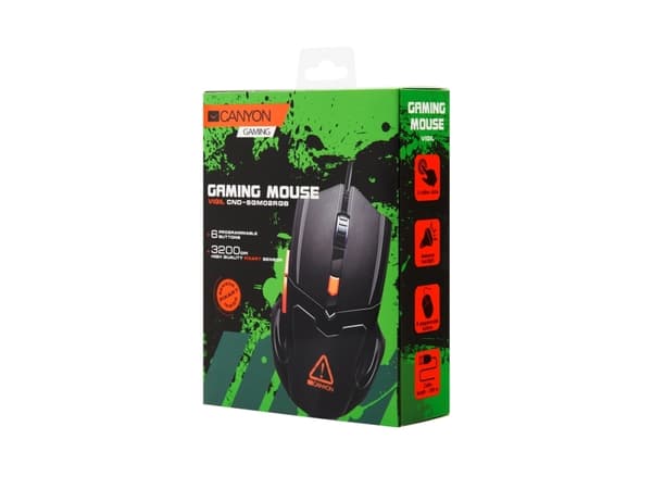 Canyon Vigil, högerhand, Optisk, USB Type-A, 3200 DPI, Svart
