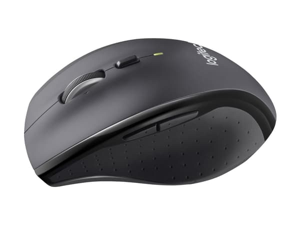 Logitech M705 - Mus - høyrehendt - laser - trådløs - 2.4 GHz - USB trådløs mottaker - grå