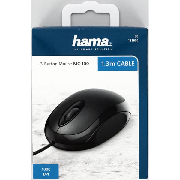 HAMA Mus MC-100 Optisk Sort