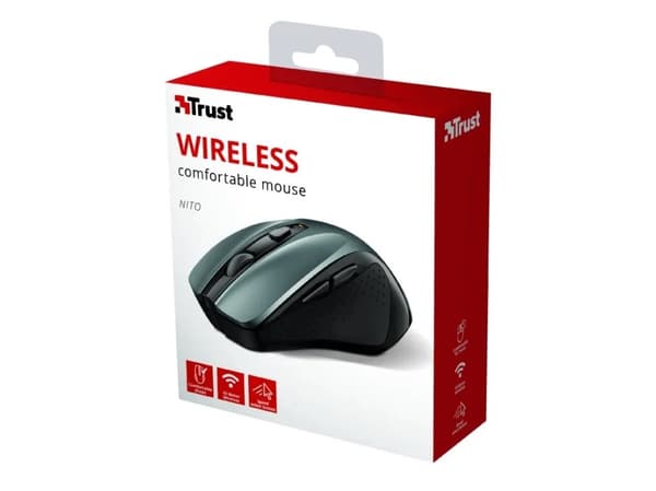 Trust Nito - Mus - ergonomisk - högerhänt - 6 knappar - trådlös - 2.4 GHz - trådlös USB-mottagare