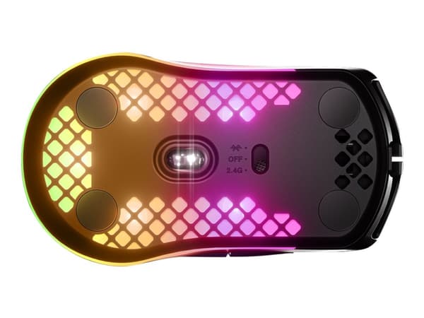 Steelseries Aerox 3, Oikeakätinen, Optinen, RF Wireless + Bluetooth, 18000 DPI, 1 ms, Musta