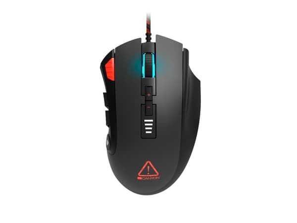 Canyon Merkava GM-15 - Mus - optisk - 12 knappar - kabelansluten - USB - svart - detaljhandel - hängande låda