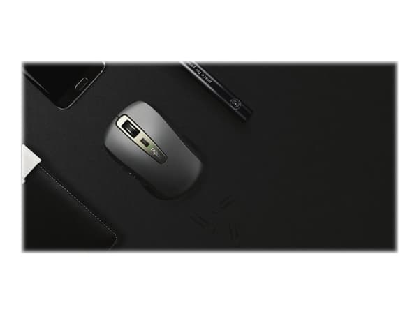 Rapoo MT350 - Mus - optisk - 6 knapper - trådløs - 2.4 GHz, Bluetooth 4.0, Bluetooth 3.0 - USB trådløs mottaker - svart