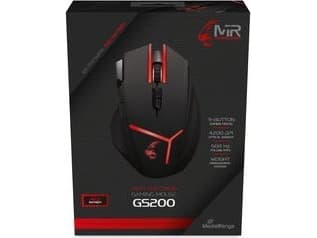 MediaRange Gaming Series MRGS200 - Mus - weight management system - ergonomisk - optisk - 9 knapper - kablet - USB 2.0 - sort / rød