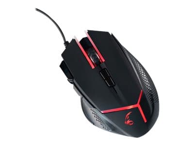 MediaRange Gaming Series MRGS200 - Mus - weight management system - ergonomisk - optisk - 9 knapper - kablet - USB 2.0 - sort / rød