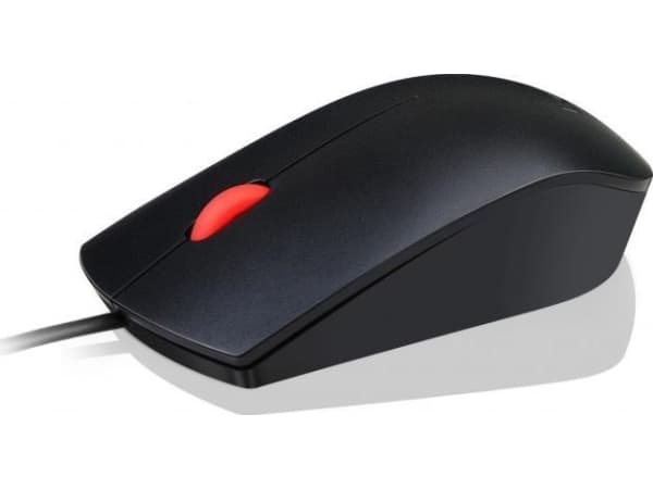 Lenovo Essential - Mus - höger- och vänsterhänta - optisk - 3 knappar - kabelansluten - USB - svart - FRU