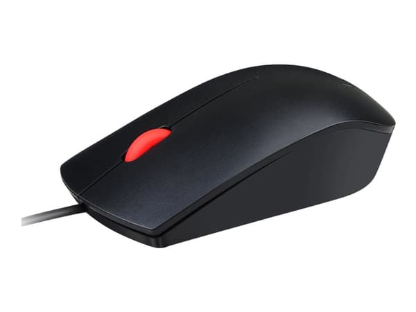 Lenovo Essential - Mus - höger- och vänsterhänta - optisk - 3 knappar - kabelansluten - USB - svart - FRU