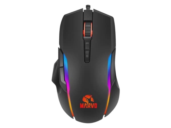Marvo G945, Ambidextrous, Optisk, USB Type-A, 10000 DPI, Svart Svart