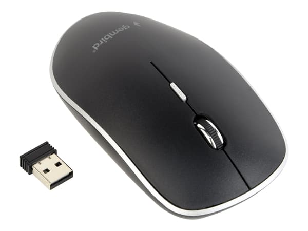 Gembird - Mus - optisk - 4 knappar - trådlös - 2.4 GHz - trådlös USB-mottagare - svart
