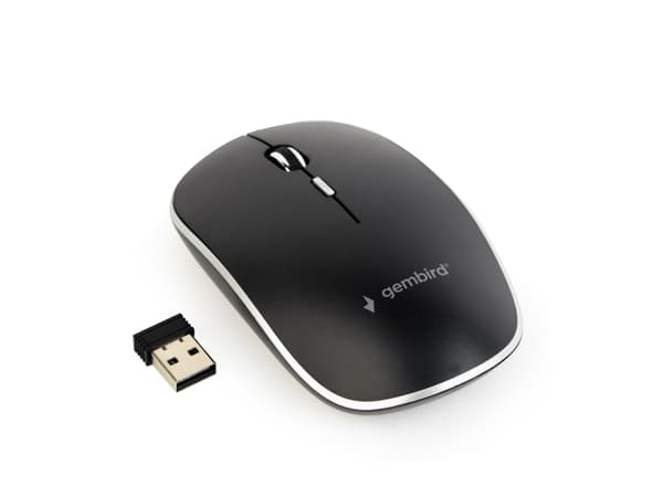 Gembird - Mus - optisk - 4 knappar - trådlös - 2.4 GHz - trådlös USB-mottagare - svart