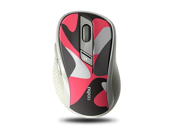 Rapoo M500 Silent - Mus - optisk - 6 knapper - trådløs - 2.4 GHz, Bluetooth 4.0, Bluetooth 3.0 - USB trådløs mottaker - mørk rød