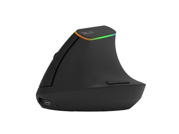 Delux M618DB, högerhand, Vertikal design, Optisk, Trådlös RF + Bluetooth, 4000 DPI, Vit