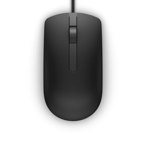DELL MS116, Ambidextrous, Optisk, USB Type-A, 1000 DPI, Svart
