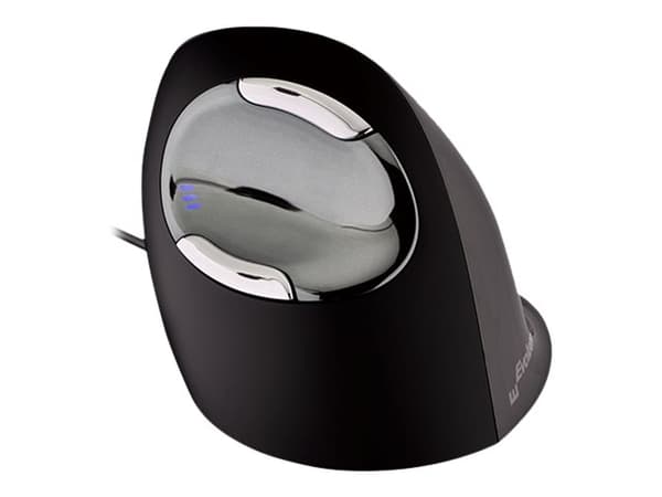 Evoluent VerticalMouse D Large - Vertikal mus - ergonomisk - laser - 6 knappar - kabelansluten - USB Svart, Grå